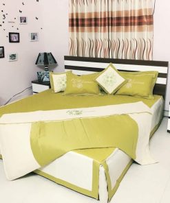 BỘ CHĂN GA GỐI COTTON SATIN 7 MÓN XANH NÕN CHUỐI