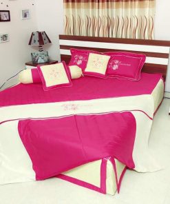 BỘ CHĂN GA GỐI COTTON SATIN 7 MÓN HỒNG