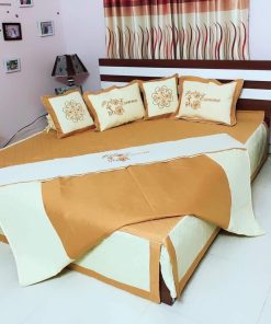 BỘ CHĂN GA GỐI COTTON SATIN 7 MÓN NÂU